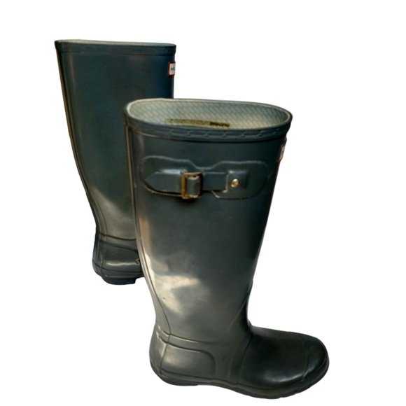Hunter Gray Original Tall Gloss Rain Boots 7 - Picture 4 of 11